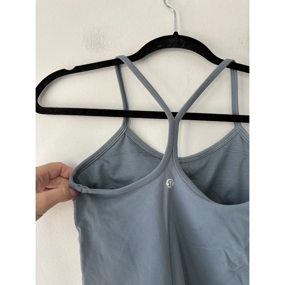 Lululemon Cropped Power Y Tank *Luon Blue Charcoal Size 2 Yoga Pilates Workout